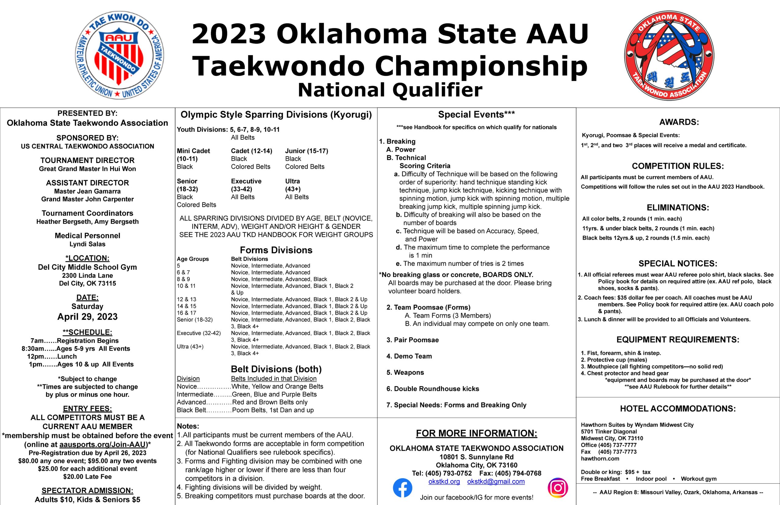 Tournaments Oklahoma State AAU Championship National Qualifiers April
